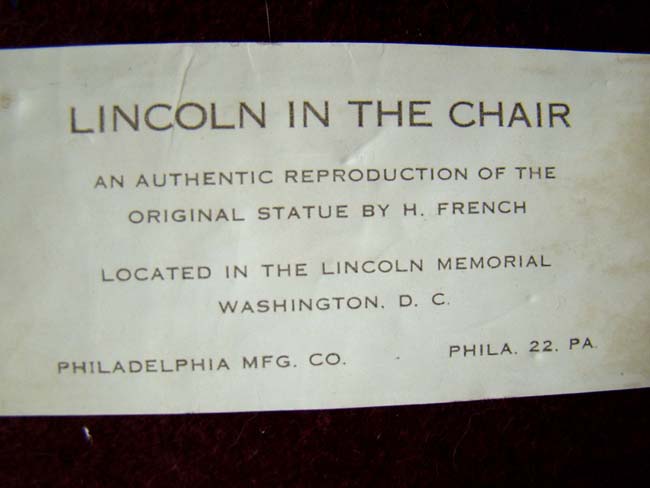 A pair of Abraham Lincoln 'sitting in the chair' bookends by the Philadelphia Manufacturing Company circa 1935 — image 4